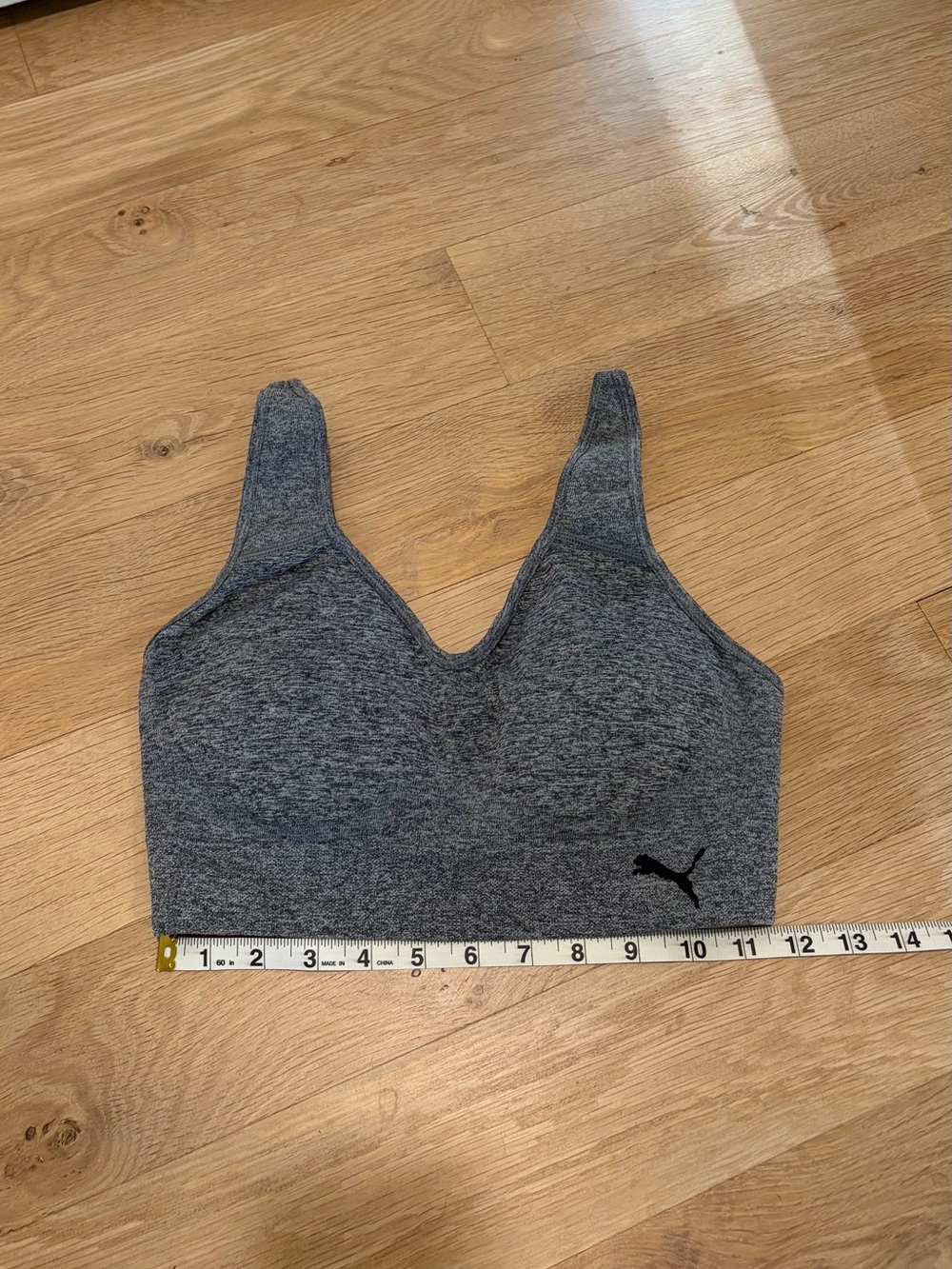 Puma Dark Gray Seamless V Neck Sports Bra